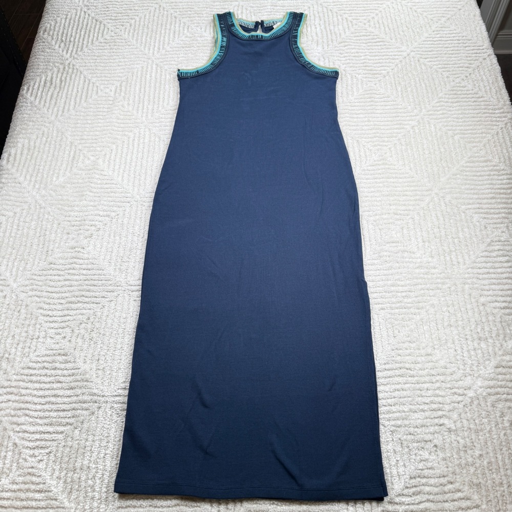 LOFT Maxi Dress Womens S Blue Crochet Halter Coastal Resort Boho Beach Summer
